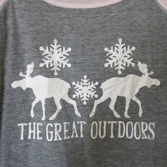 PJ SALVAGE Pajama Top "Great Outdoors" Size M Winter Christmas Reindeer Warm - Picture 2 of 4